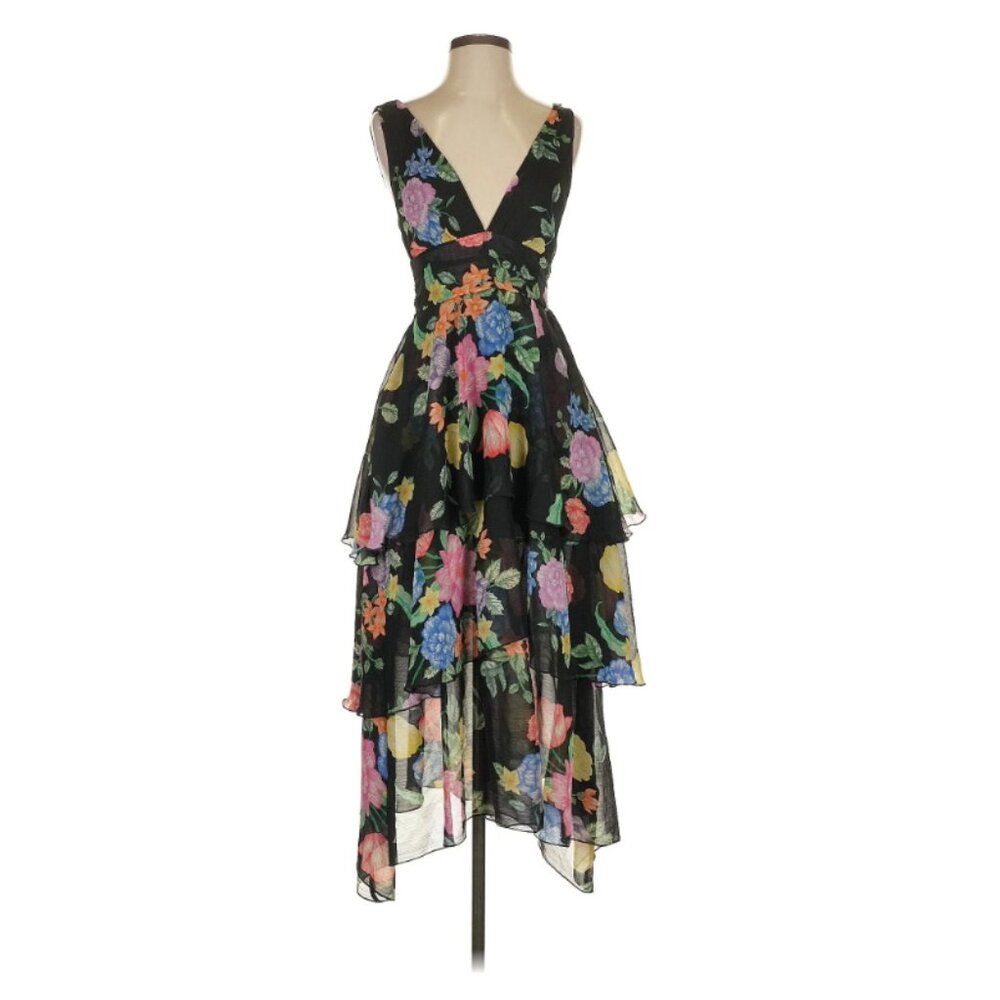 TOPSHOP Freida Tiered Floral-print Crepe Midi Dress